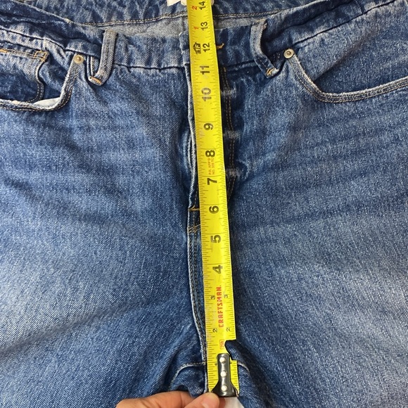 GOOD AMERICAN Good Vintage High Rise Straight Leg Jeans Indigo043 Distressed 15 - Picture 12 of 13